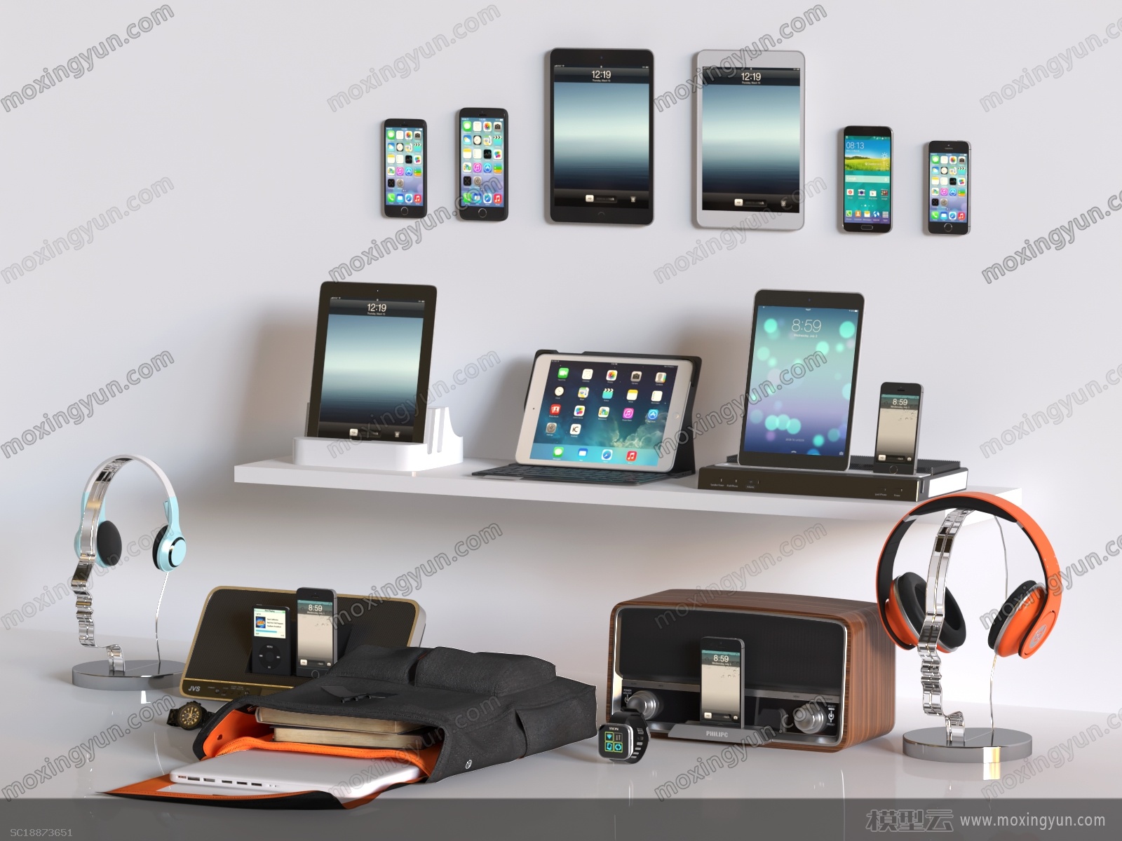 現代蘋果手機平板數碼產品組合3D模型下載指南